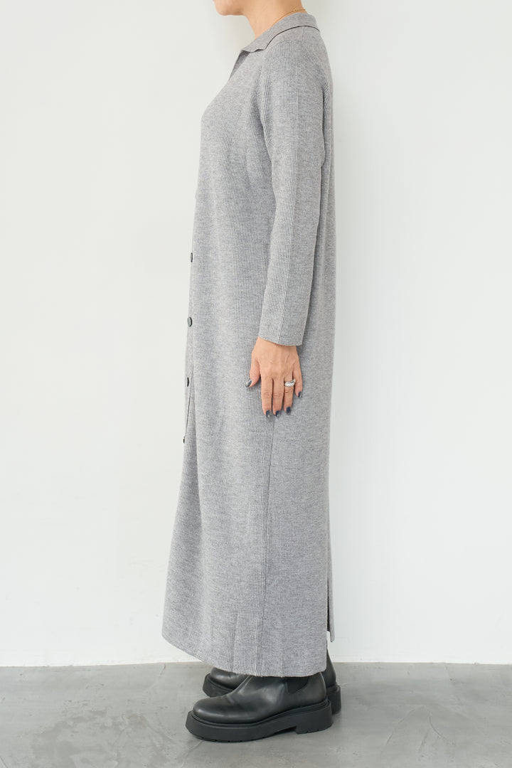リブニットシャツワンピース