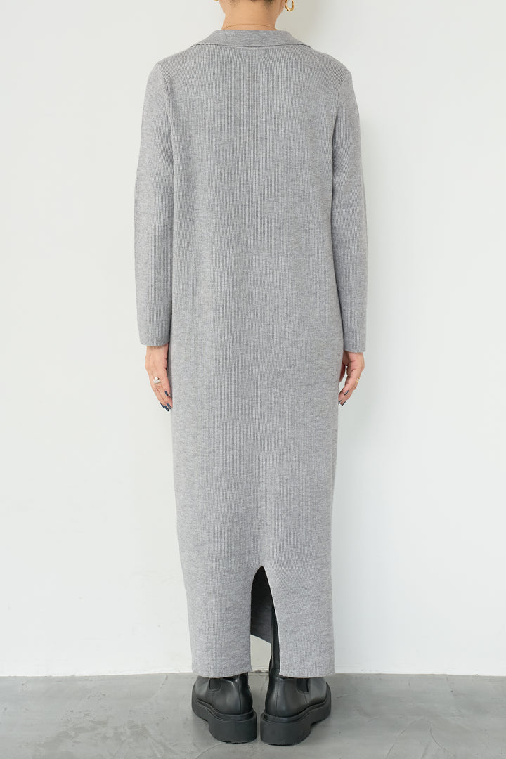 リブニットシャツワンピース