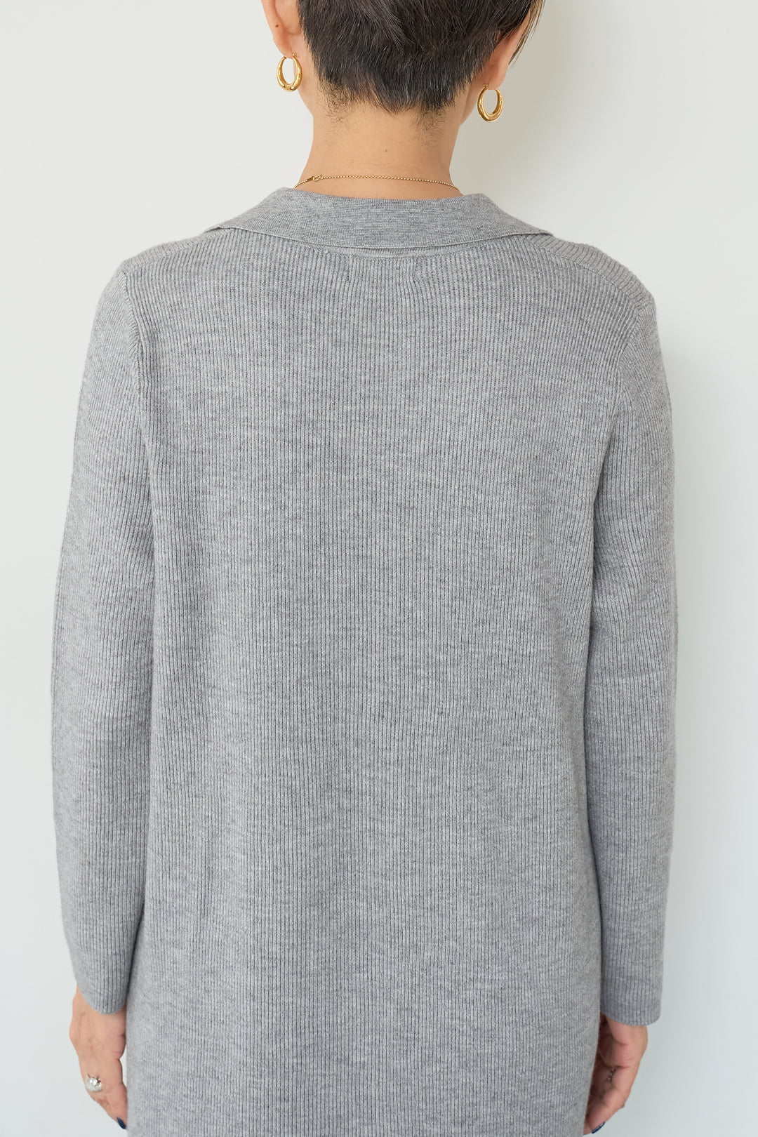 リブニットシャツワンピース