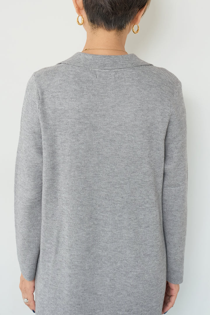 リブニットシャツワンピース