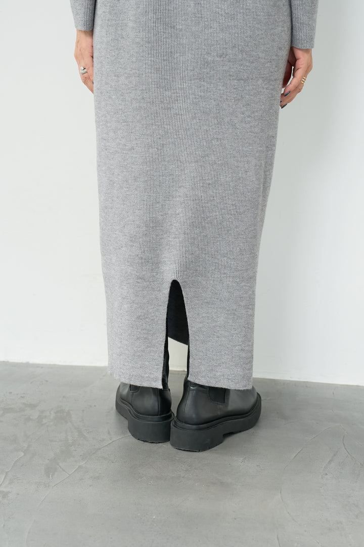 リブニットシャツワンピース