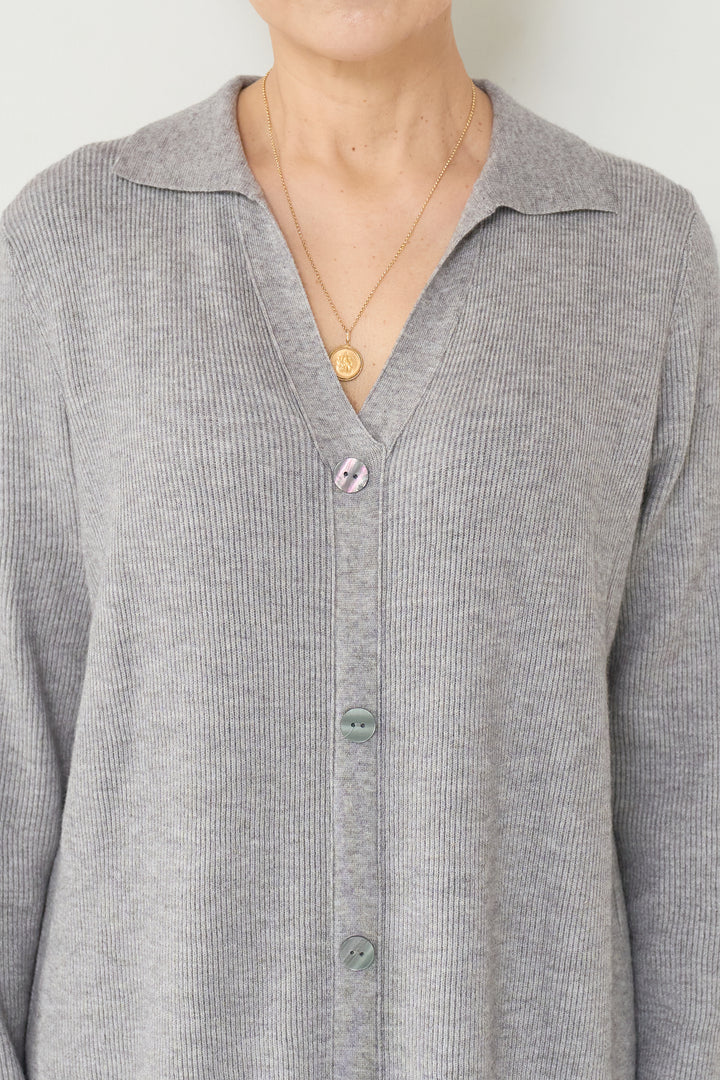 リブニットシャツワンピース