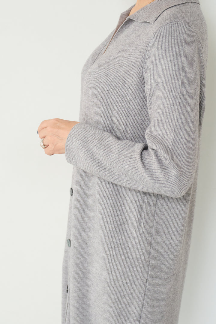 リブニットシャツワンピース