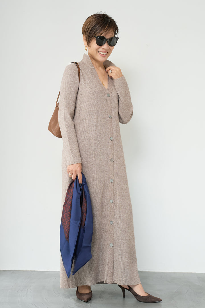 リブニットシャツワンピース