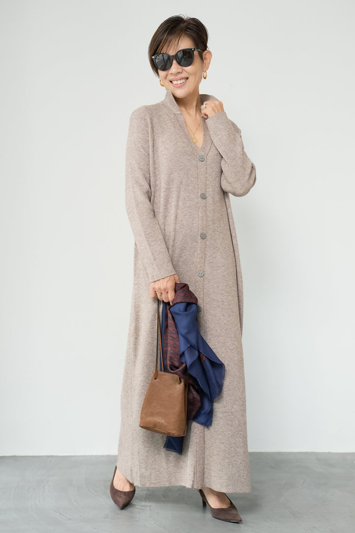 リブニットシャツワンピース