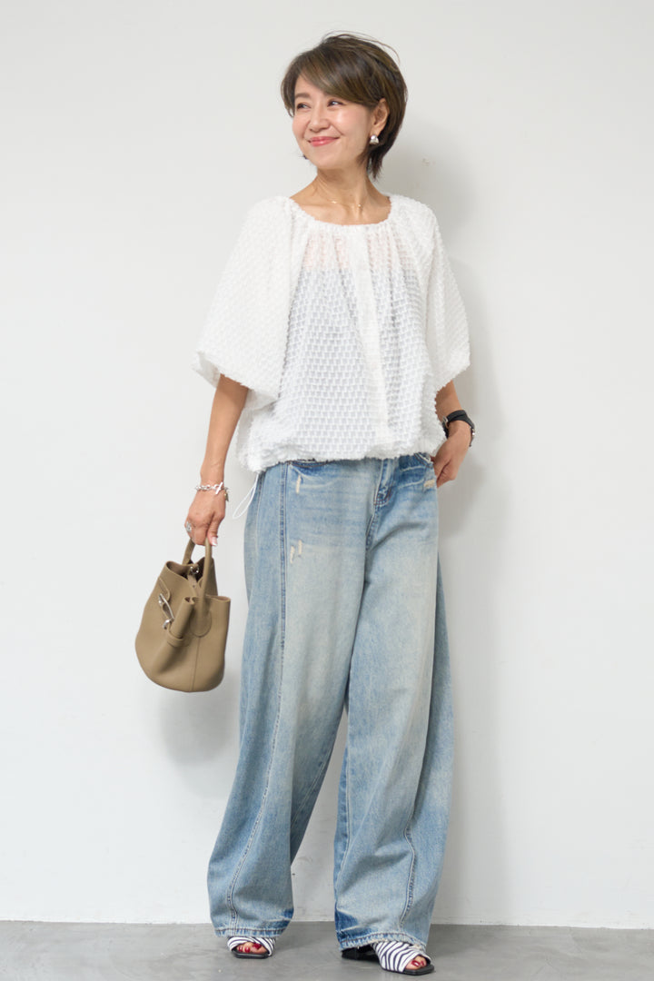 シアーフリンジブラウス