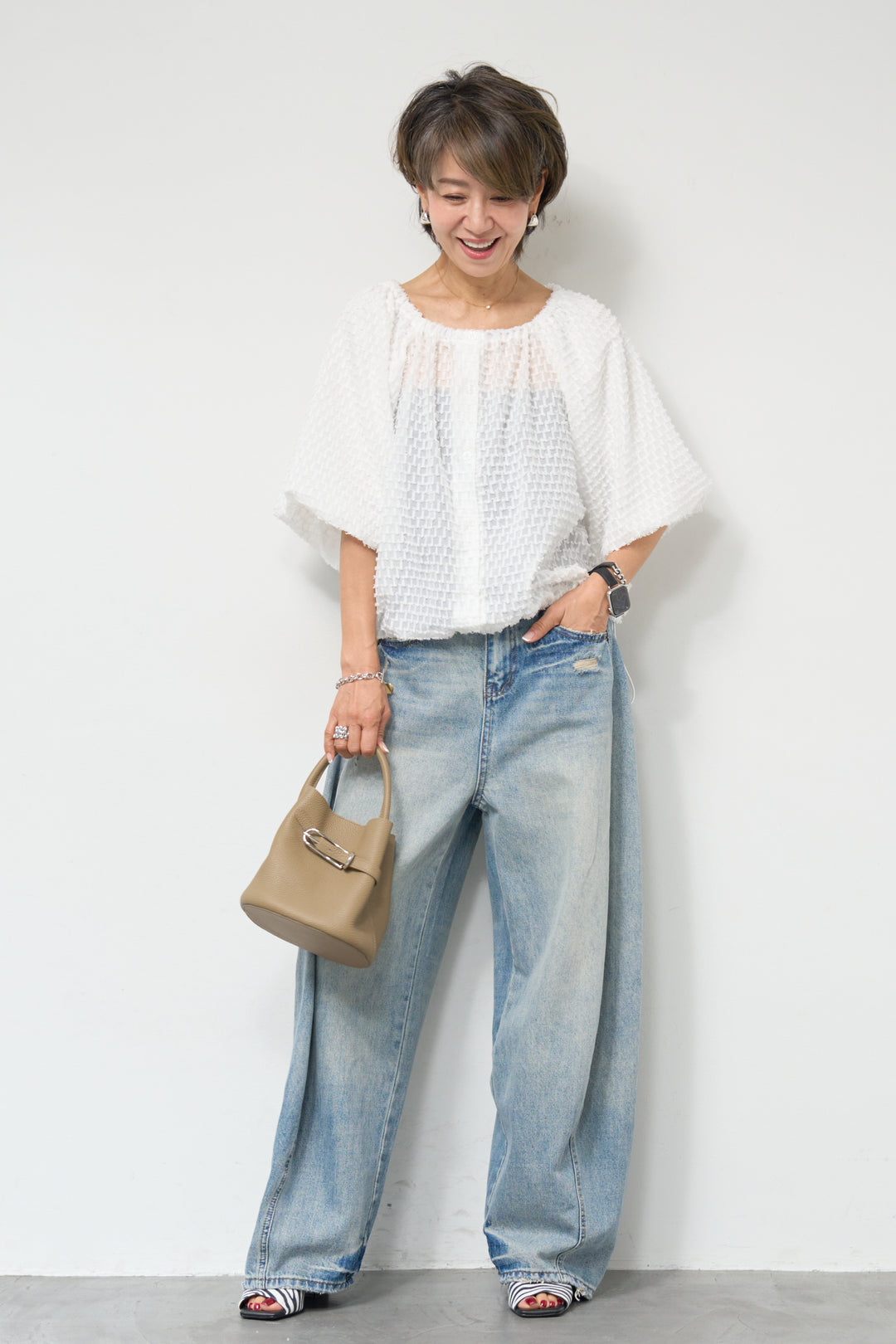 シアーフリンジブラウス