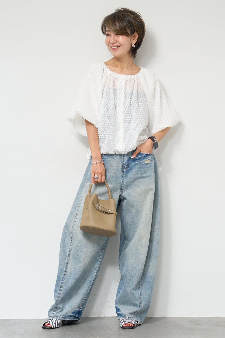 シアーフリンジブラウス