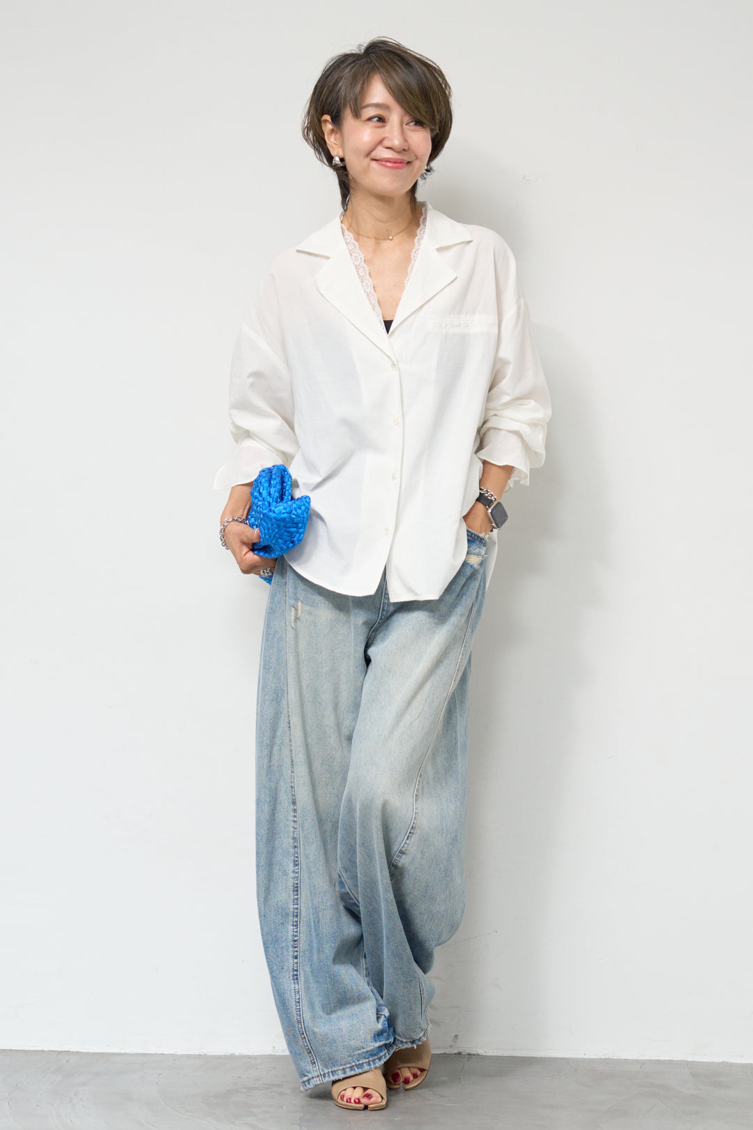 レース付オープンカラーシャツ