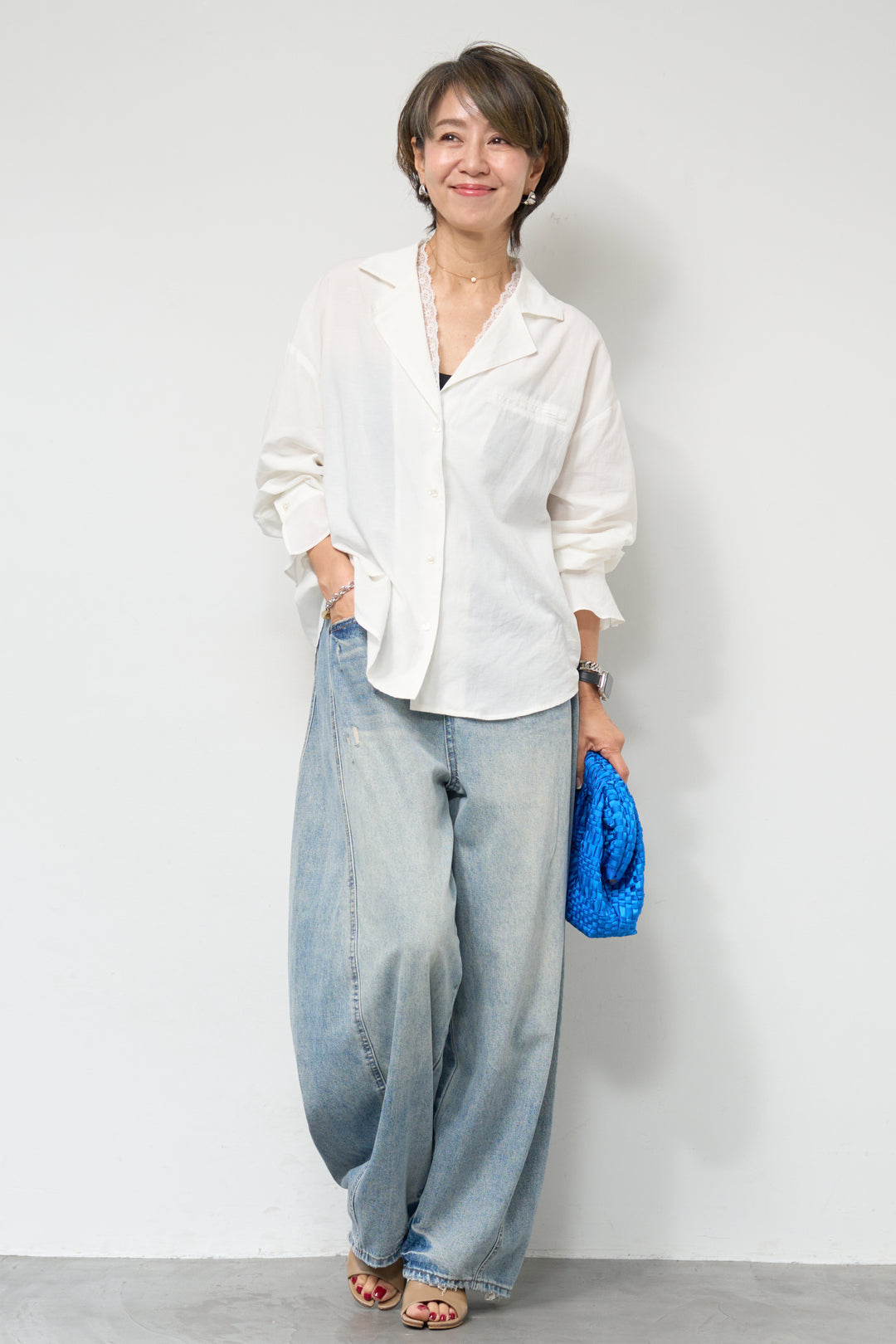 レース付オープンカラーシャツ