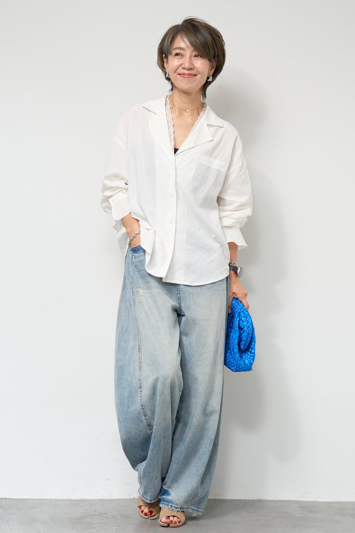 レース付オープンカラーシャツ