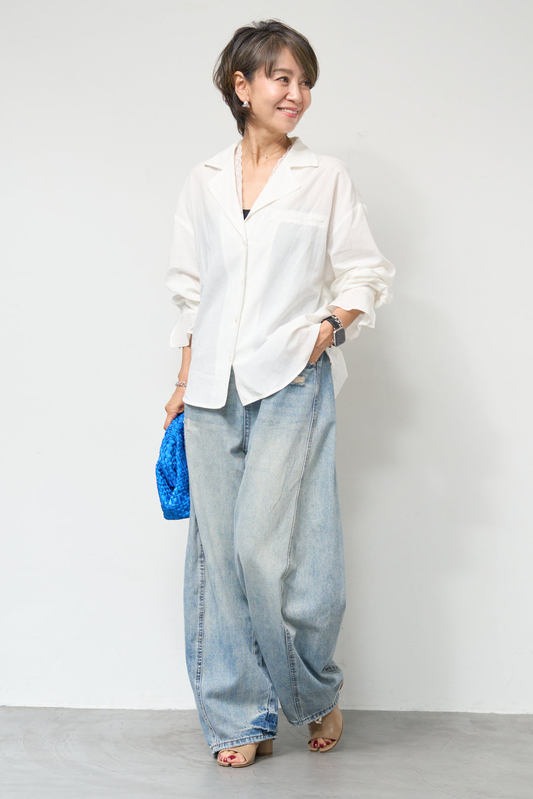 レース付オープンカラーシャツ