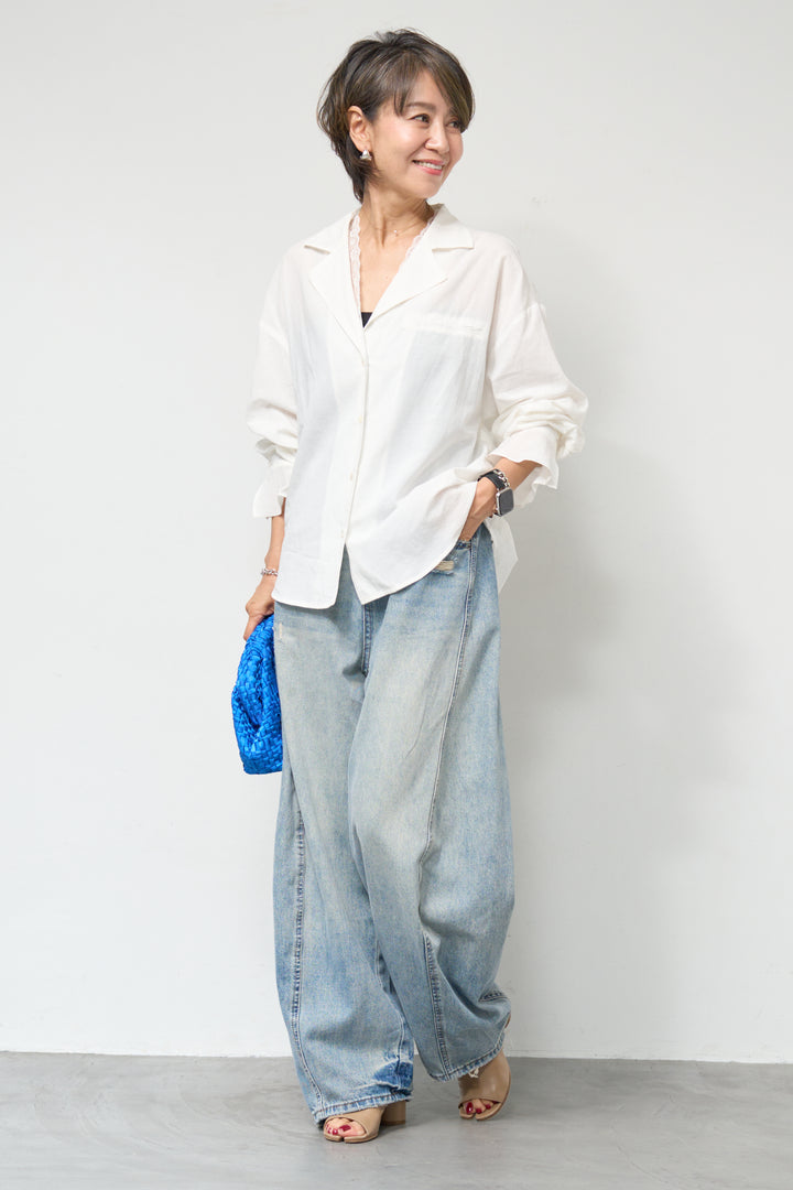 レース付オープンカラーシャツ