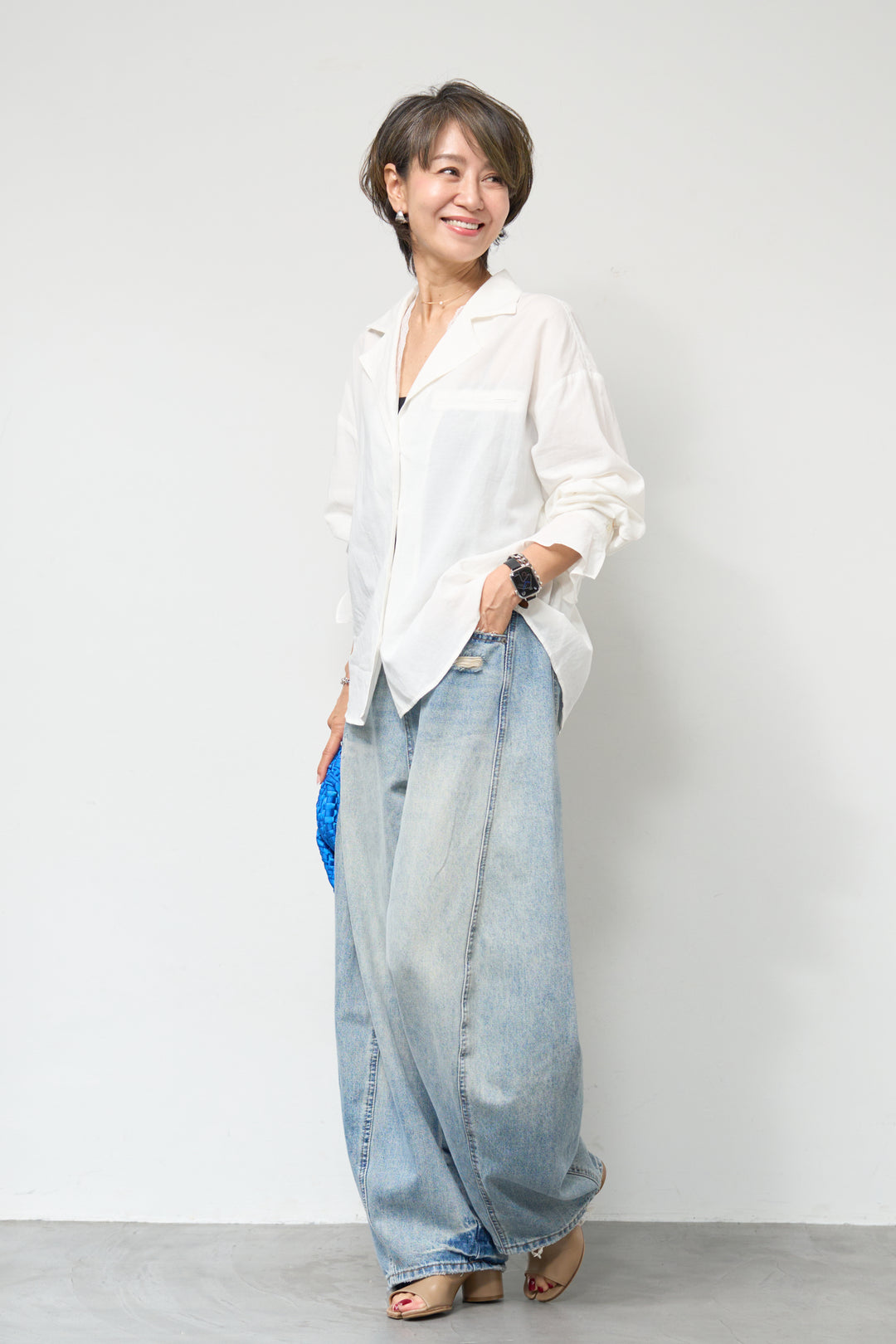 レース付オープンカラーシャツ