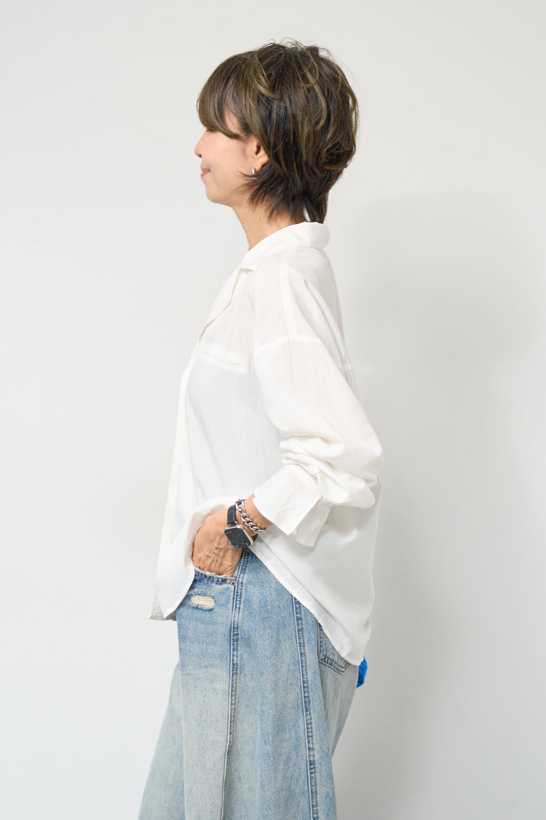 レース付オープンカラーシャツ