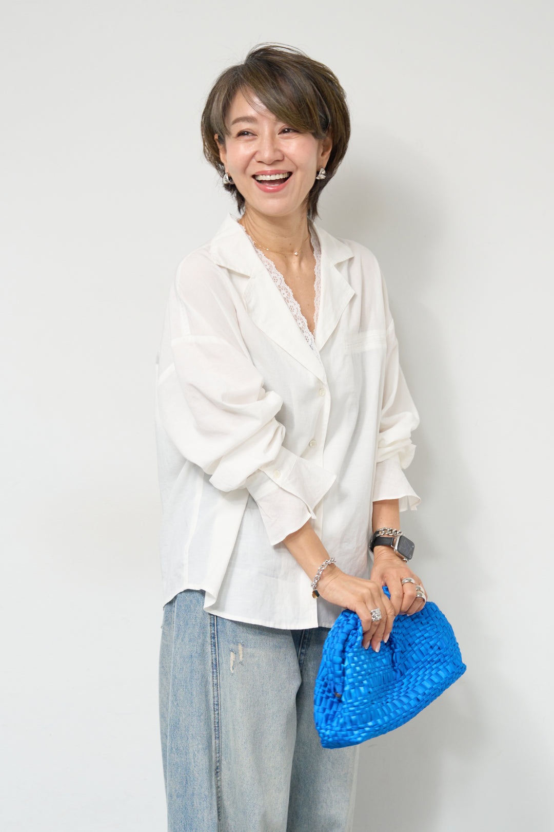 レース付オープンカラーシャツ