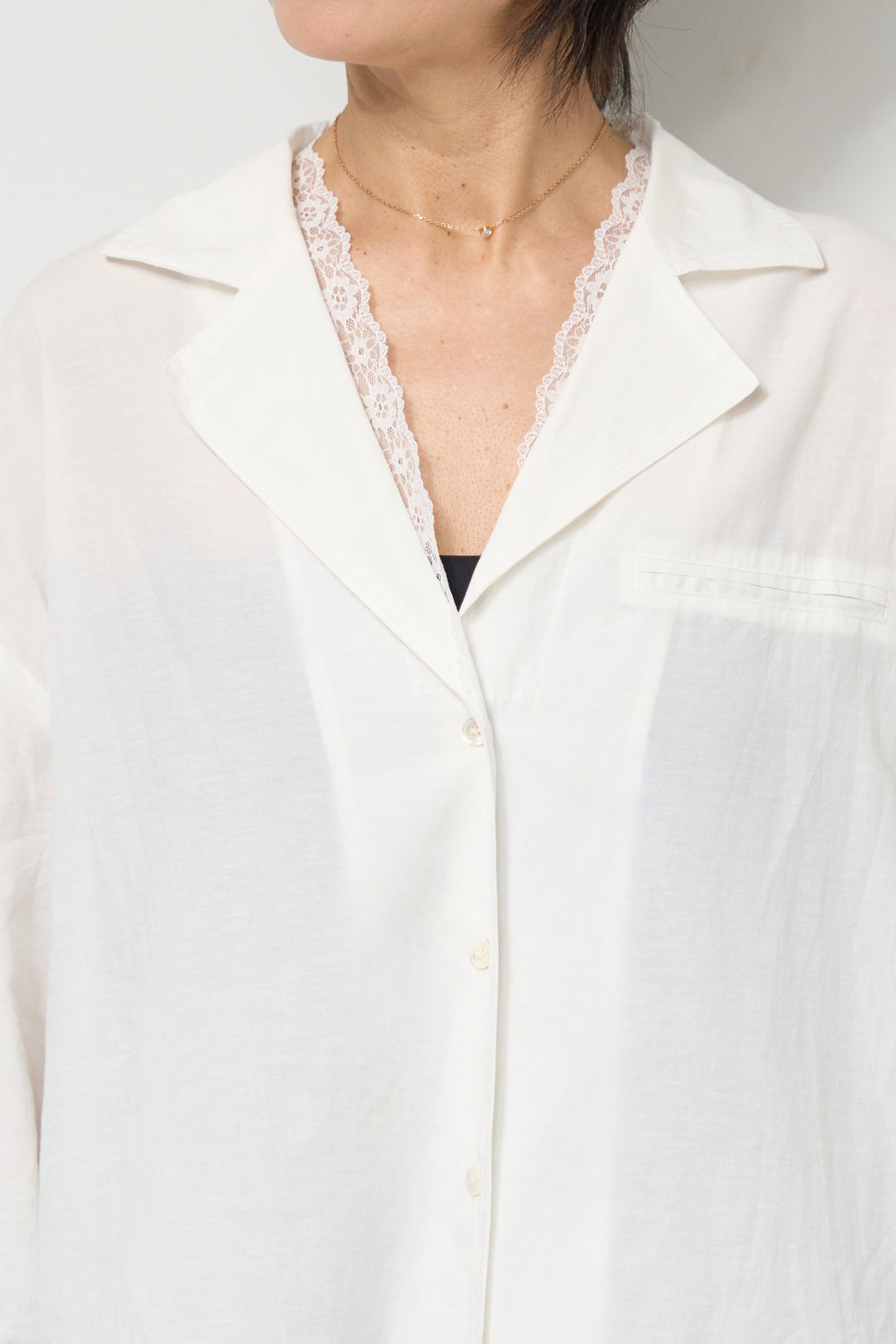 レース付オープンカラーシャツ