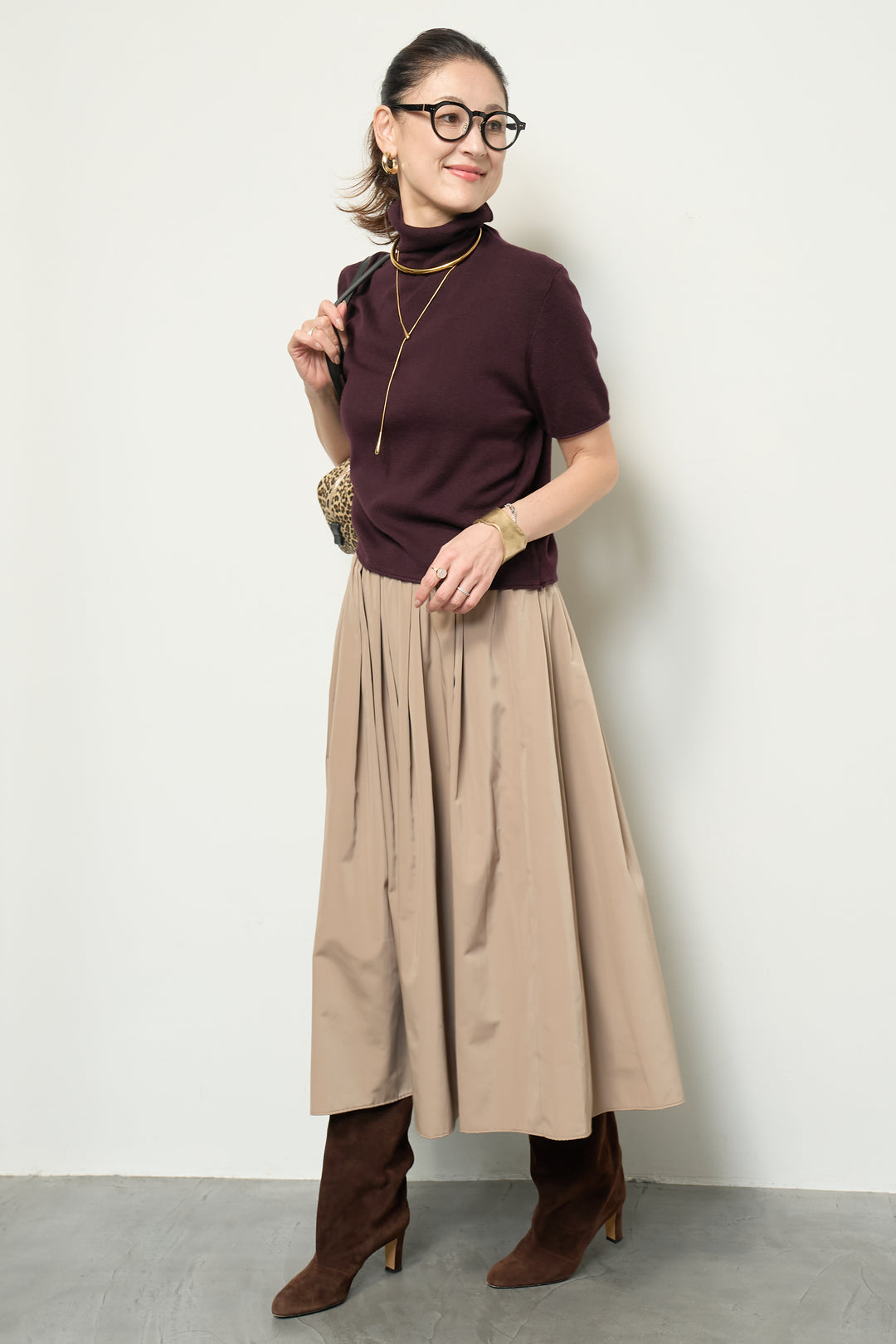 半袖タートル起毛カットソー