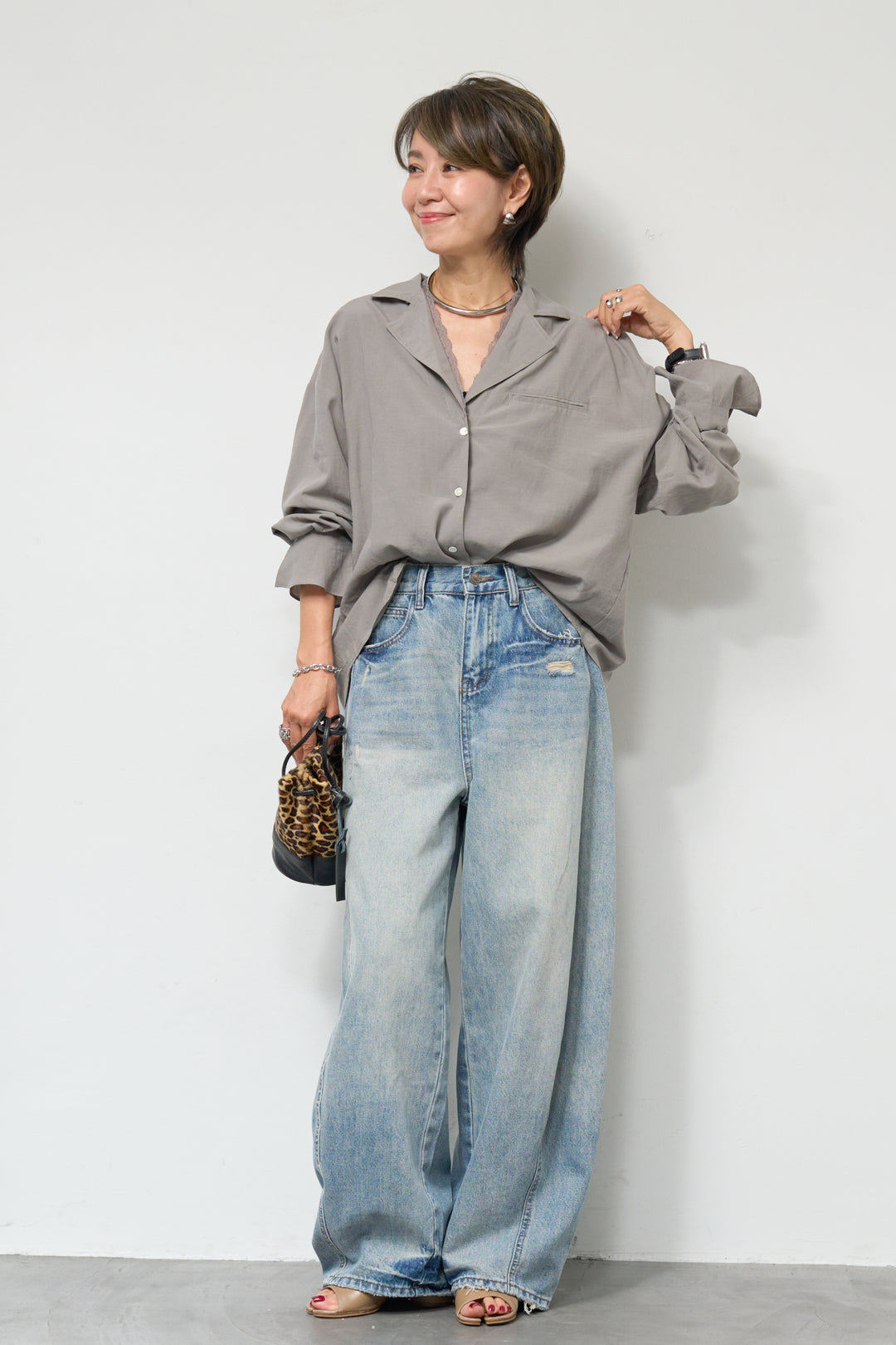 レース付オープンカラーシャツ