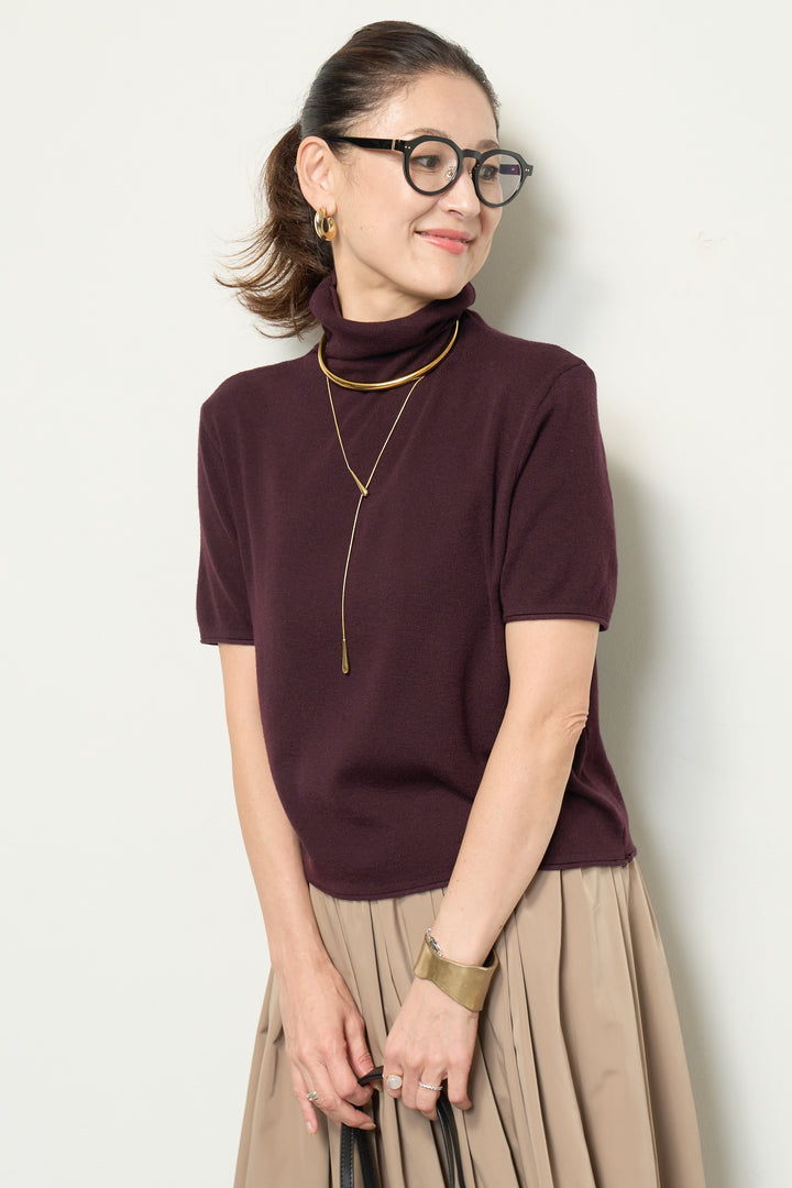 半袖タートル起毛カットソー