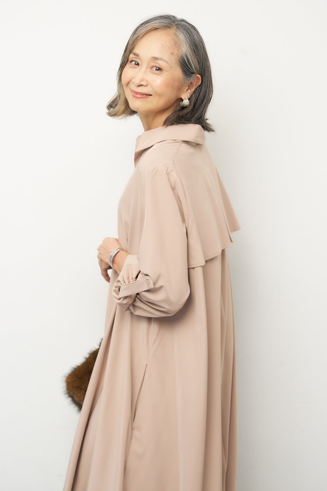 バックヨーク フレアシャツワンピース