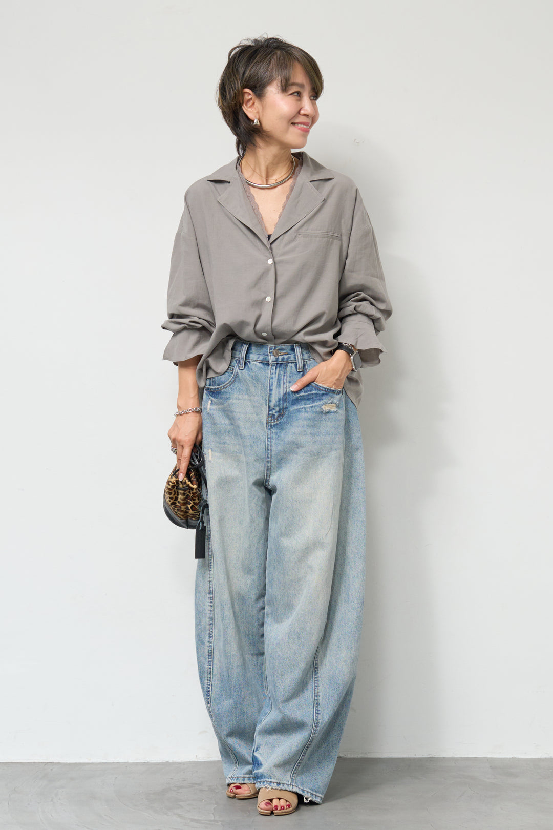 レース付オープンカラーシャツ