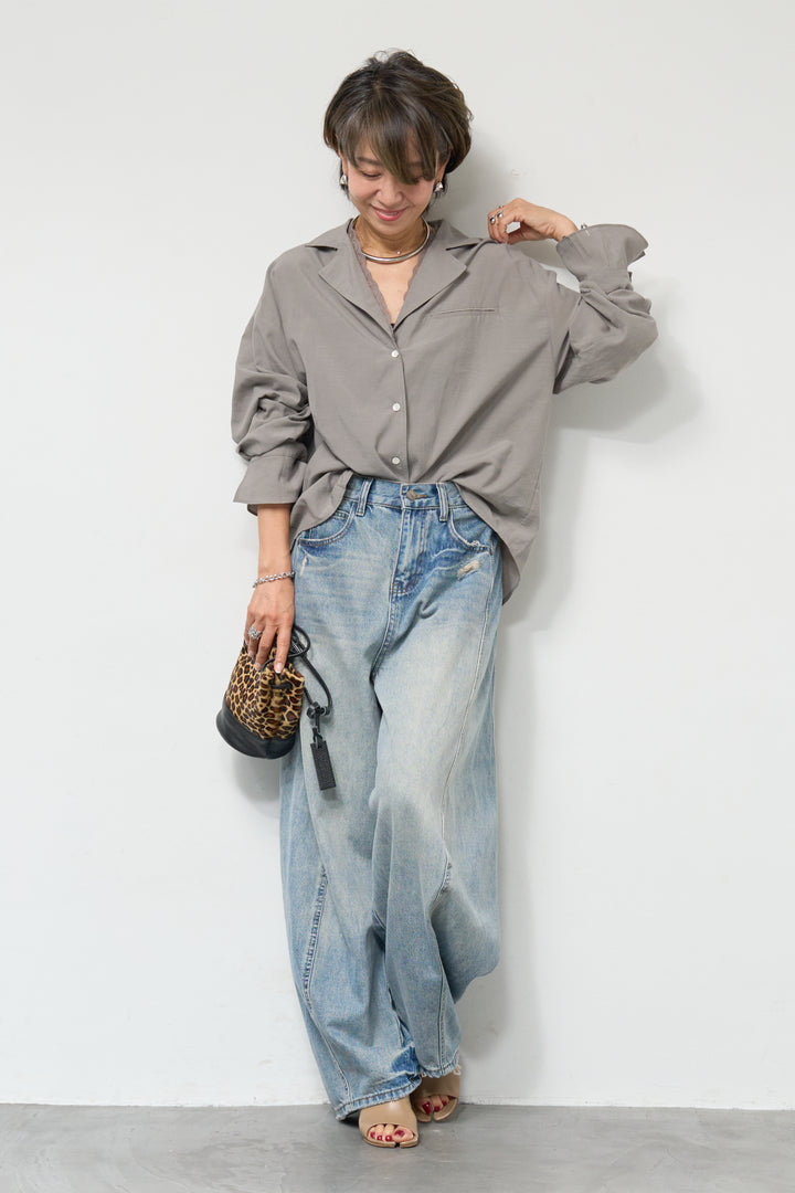 レース付オープンカラーシャツ