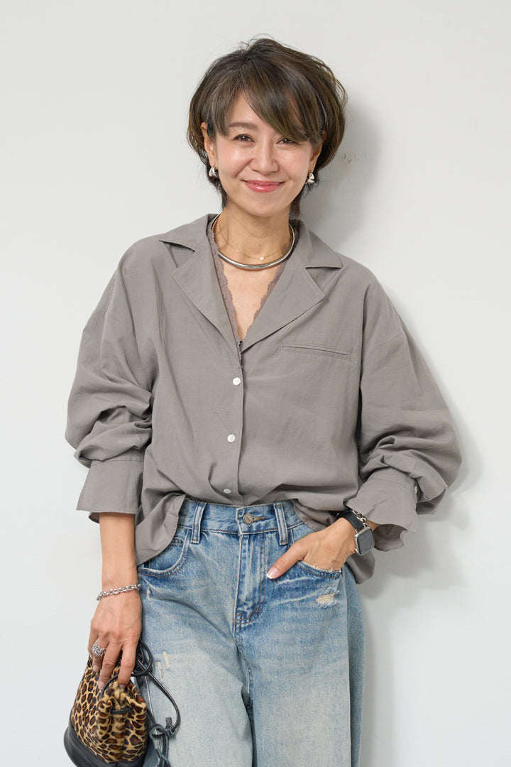 レース付オープンカラーシャツ