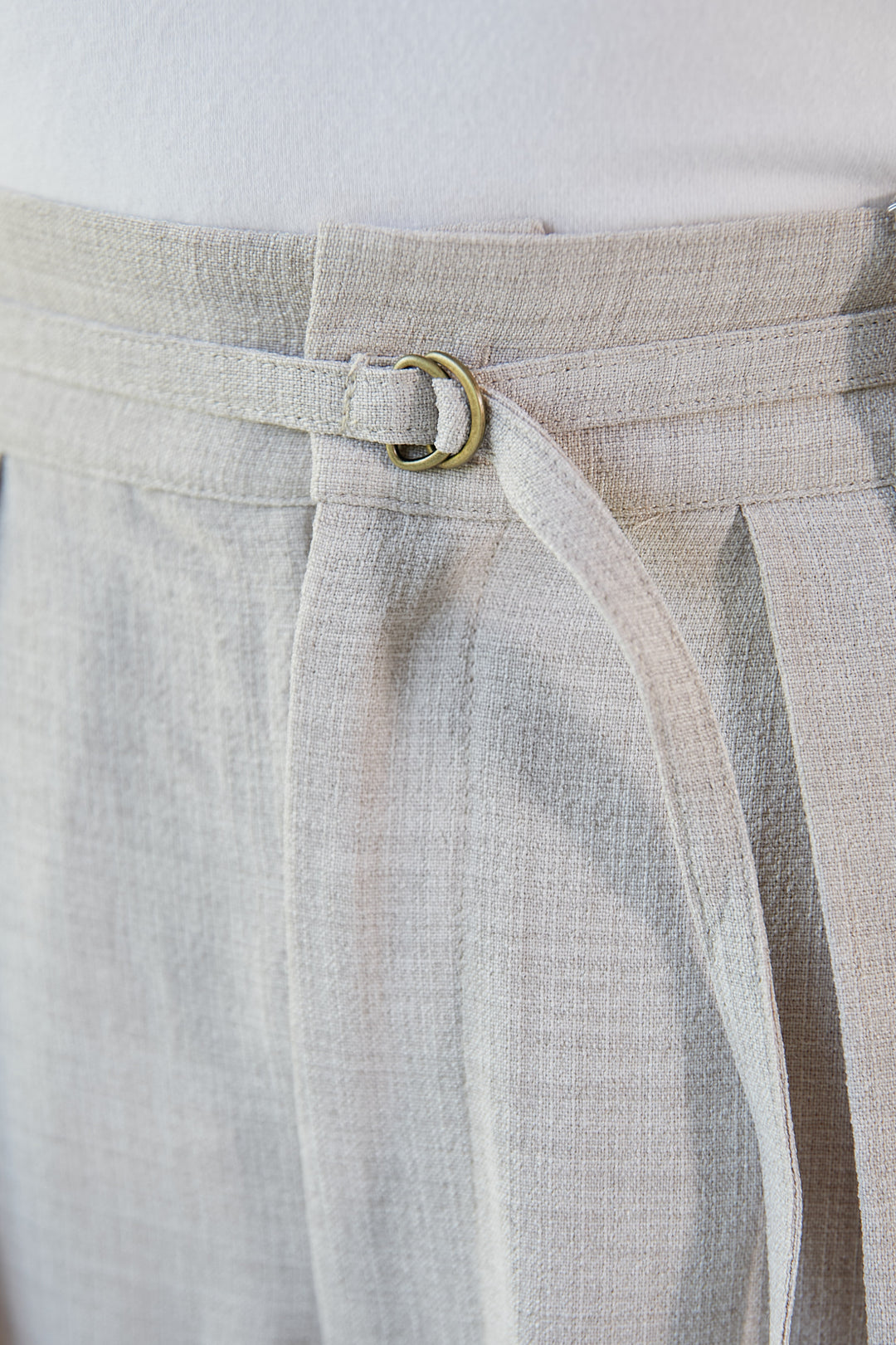 [Wrinkle prevention] Linen-like high-waisted pants