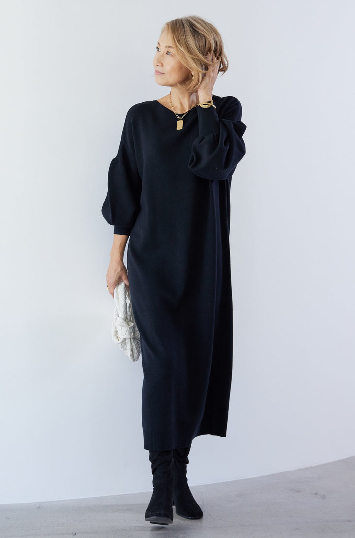 [Anti-static] 2-way back line soft knit dress 