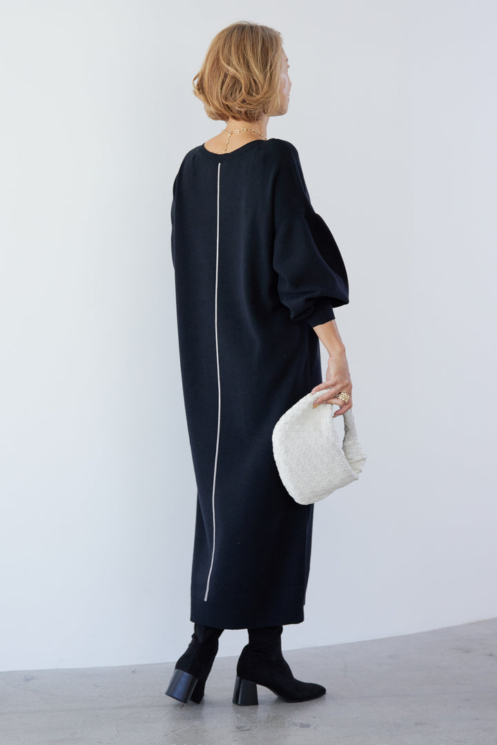 [Anti-static] 2-way back line soft knit dress 