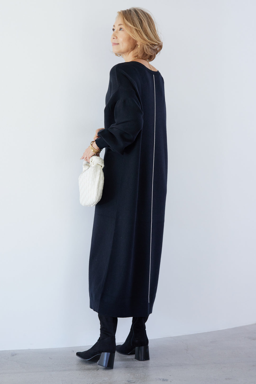 [Anti-static] 2-way back line soft knit dress 