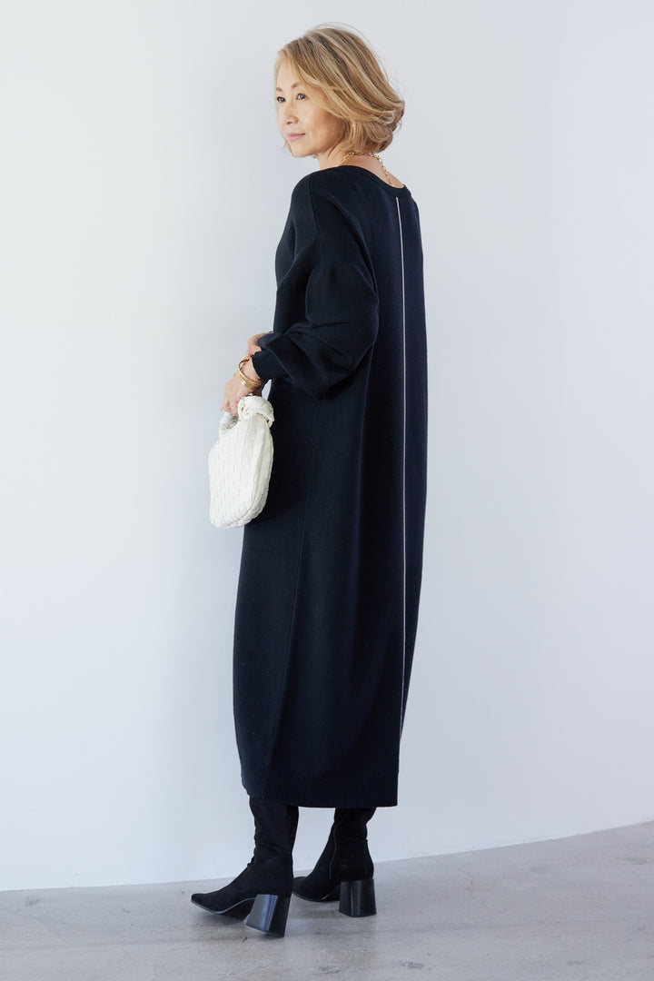 [Anti-static] 2-way back line soft knit dress 