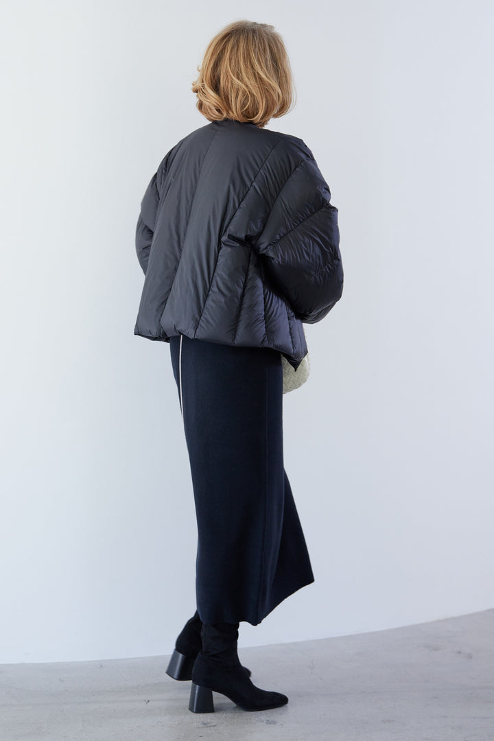 Short length no-collar down coat