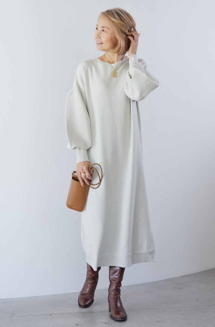 [Anti-static] 2-way back line soft knit dress 