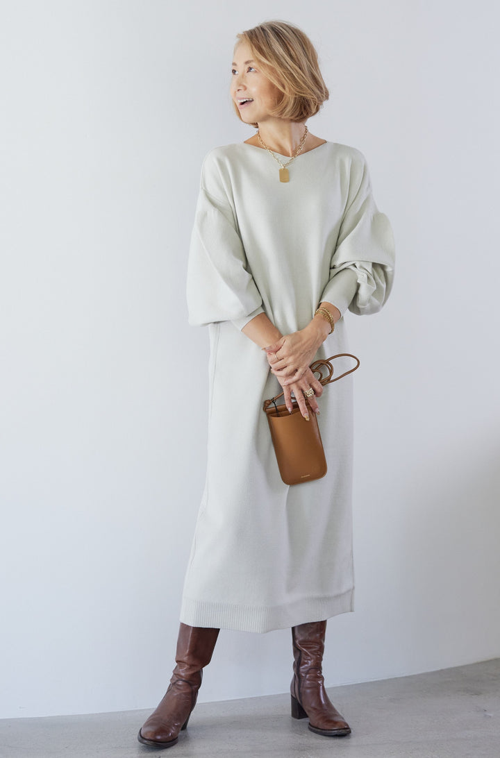 [Anti-static] 2-way back line soft knit dress 