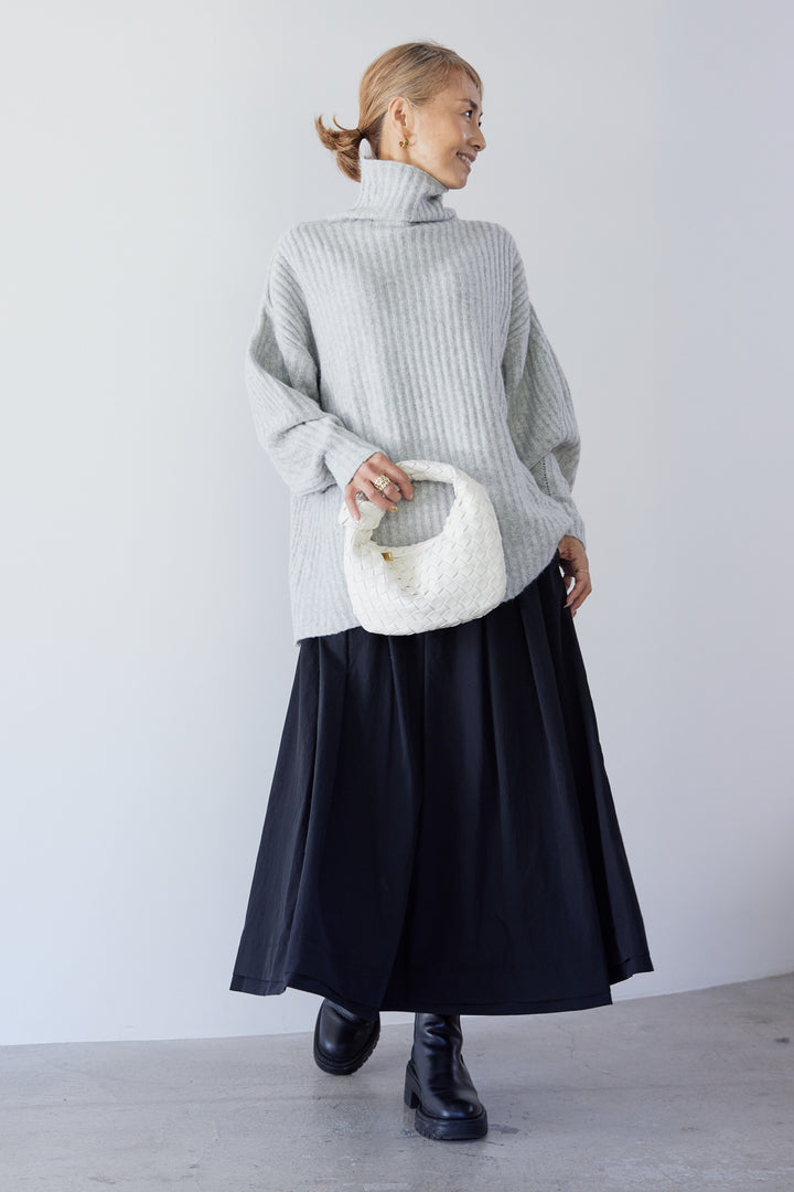 Cotton Like Tuck Flare Skirt