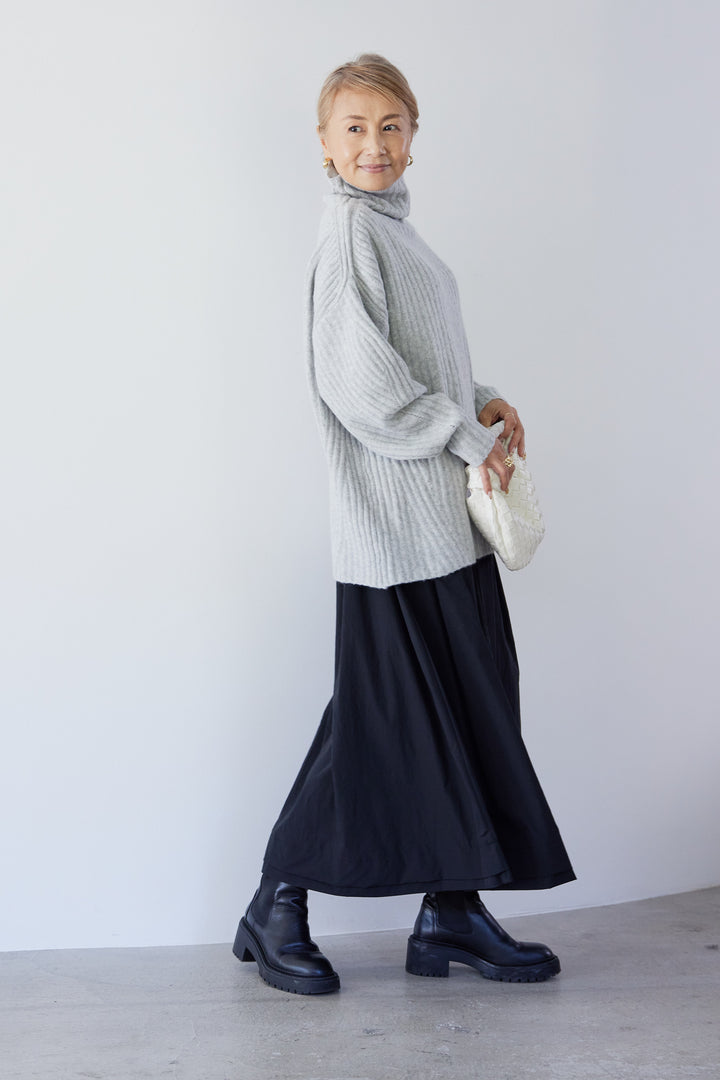 Cotton Like Tuck Flare Skirt