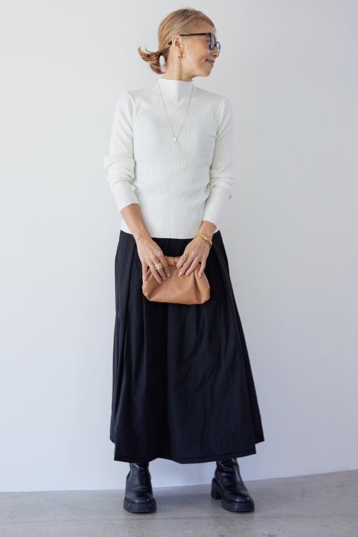 Cotton Like Tuck Flare Skirt