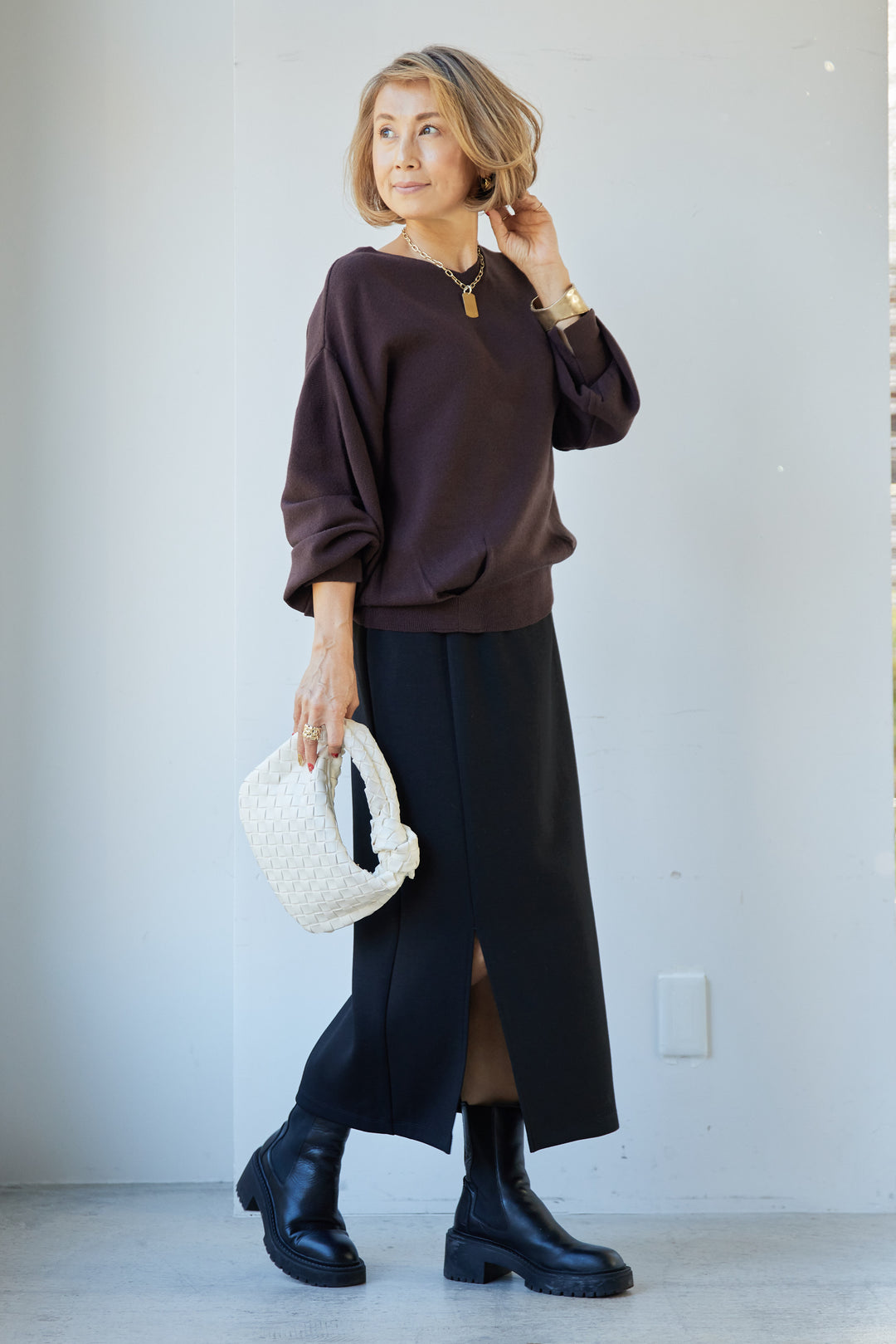 [Anti-static] 2-way soft and fluffy volume sleeve knit