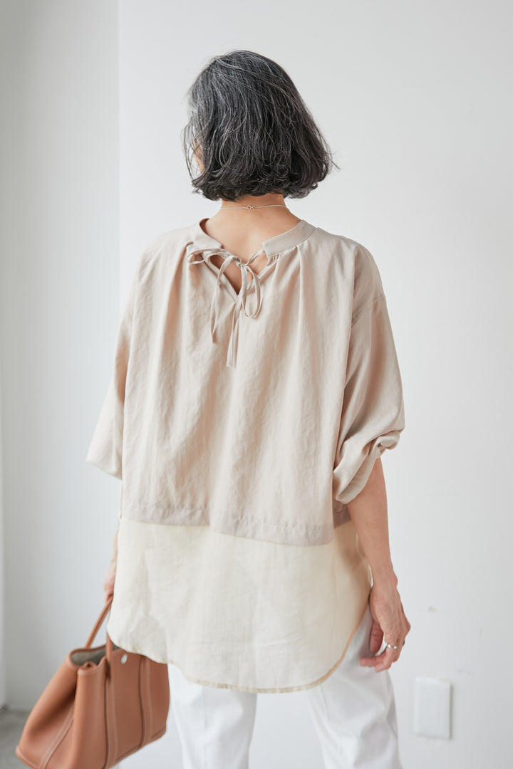 Smooth touch sheer switching blouse