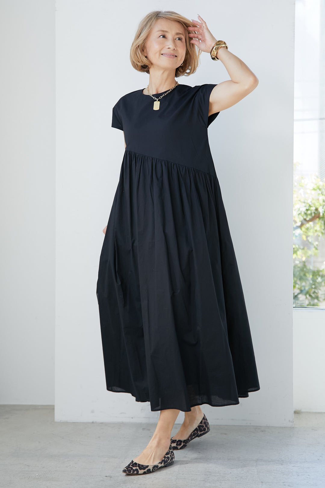 Asymmetric gathered dress