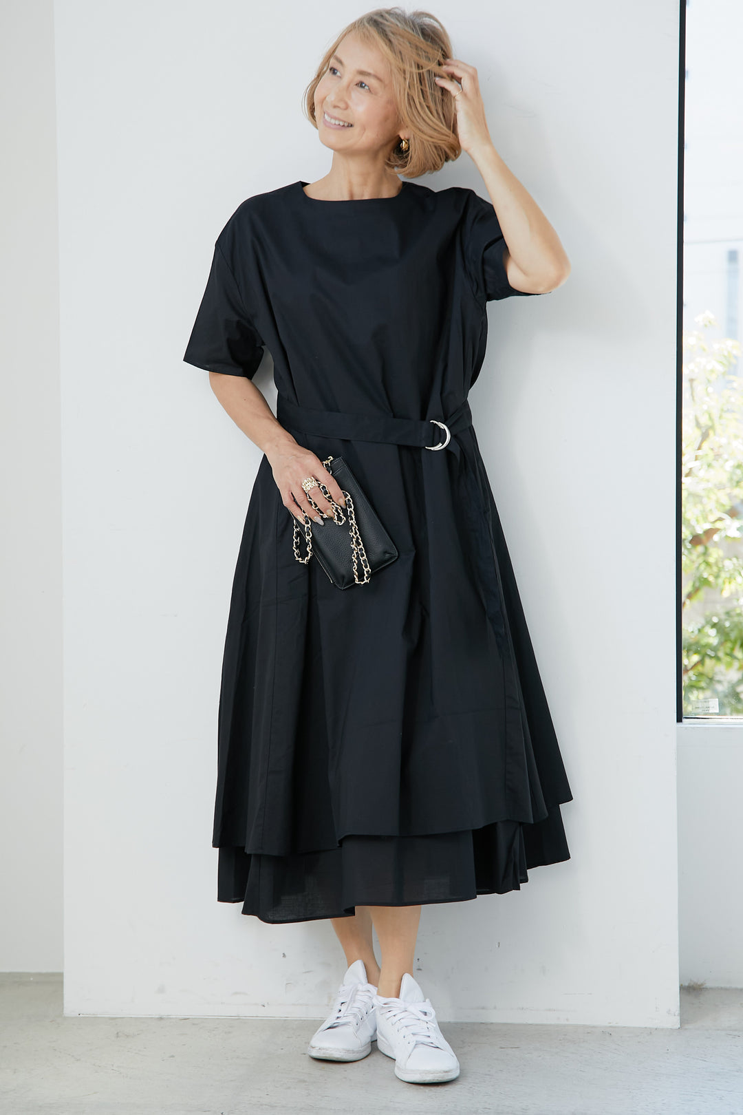 Belted cotton voile dress