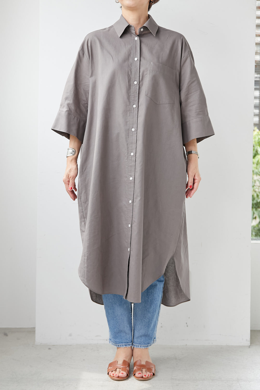 Cotton linen overshirt dress