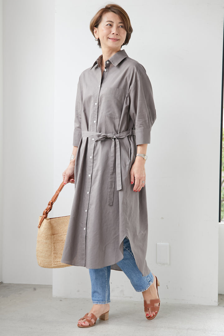 Cotton linen overshirt dress