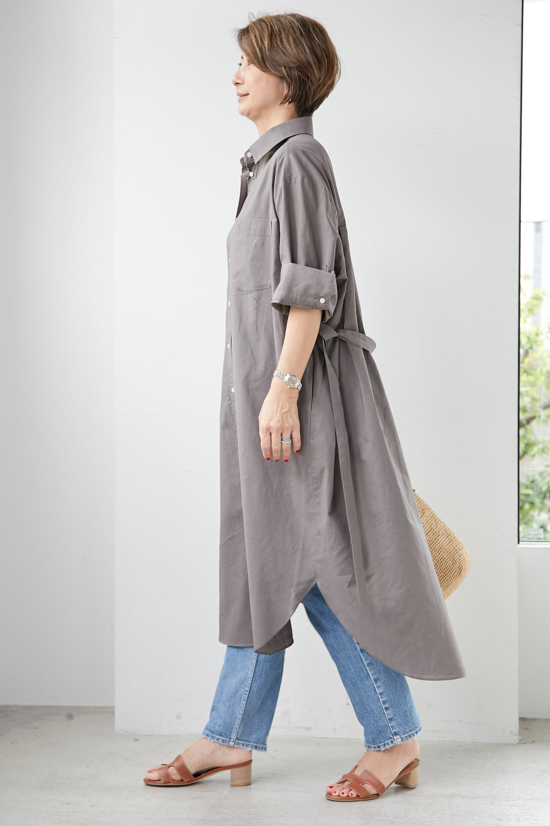 Cotton linen overshirt dress