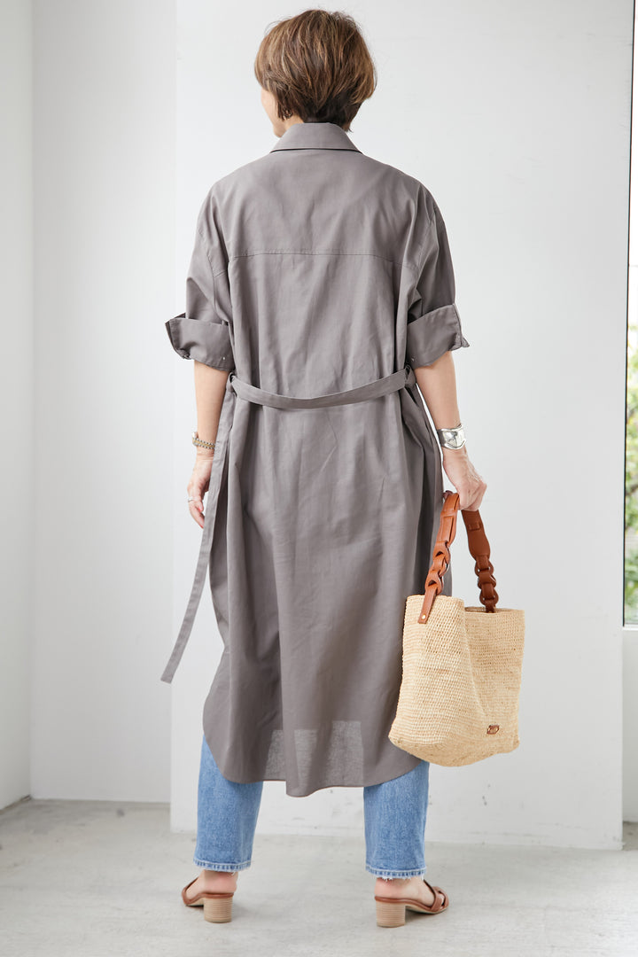 Cotton linen overshirt dress