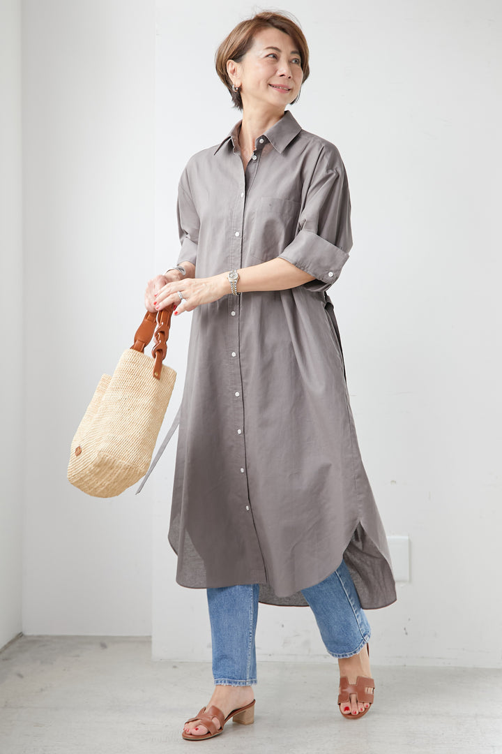 Cotton linen overshirt dress