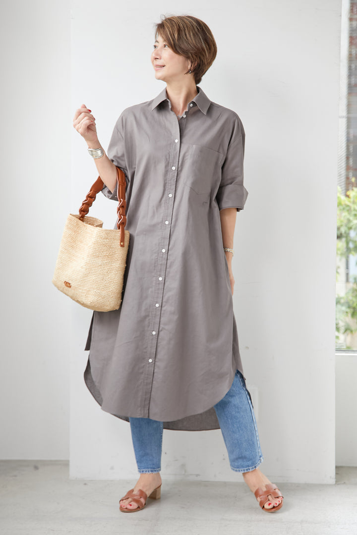 Cotton linen overshirt dress