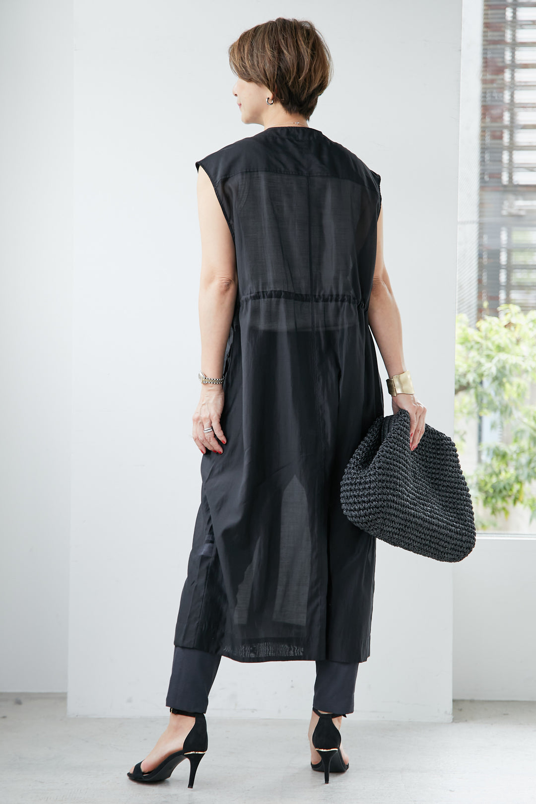 Cargo design sheer dress